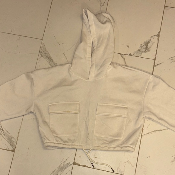 New Look Jackets & Blazers - New Look White Hoodie with Front Pockets